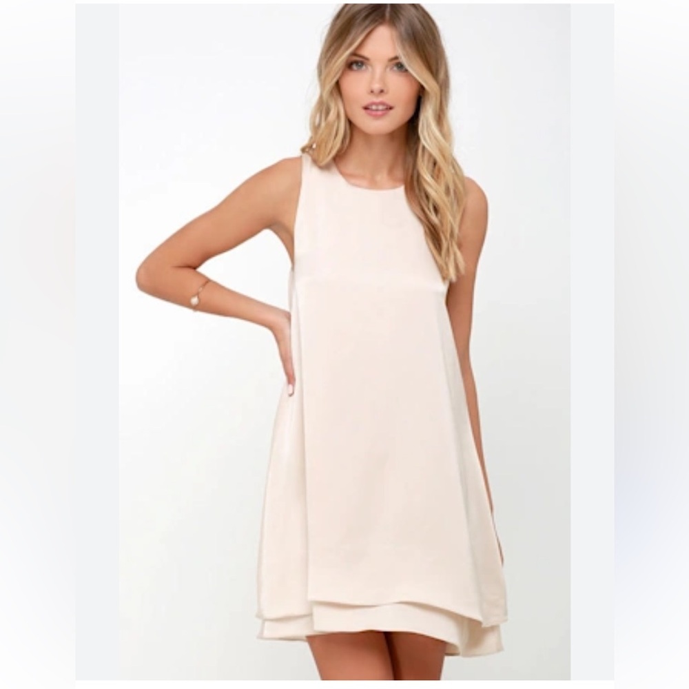 Cream/Beige Lulus Lightweight Boho Minimalist Shift Dress